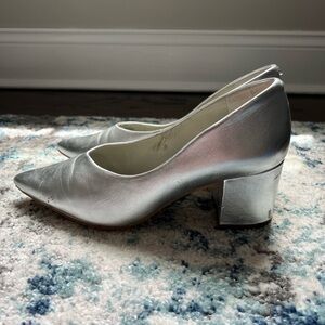 1.State Block Heel Pumps in Silver 8.5